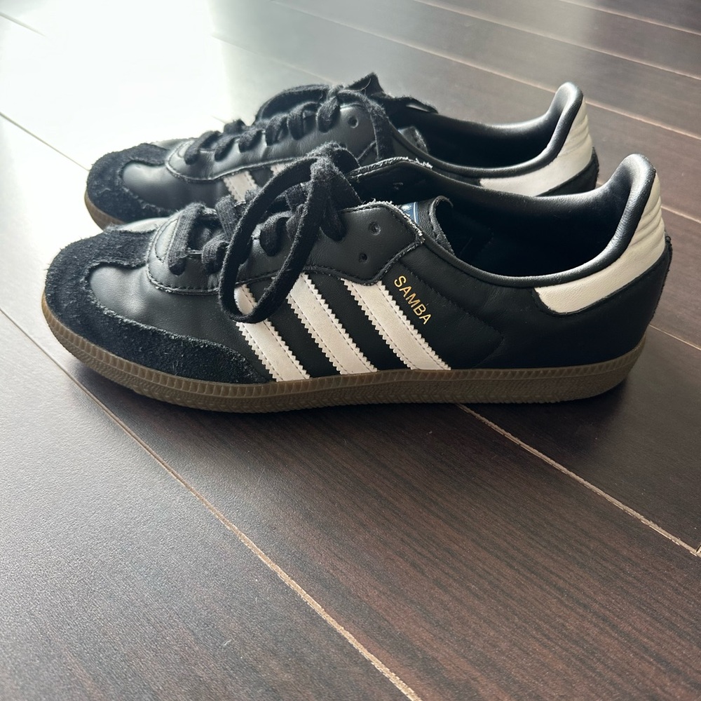 Adidas Samba Sneakers - Black and White, Size 9.5 Women/8.5 Men